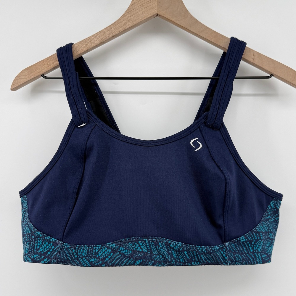 Moving Comfort Fiona Wireless Sports Bra Navy Blue 40B Hook Loop 350003